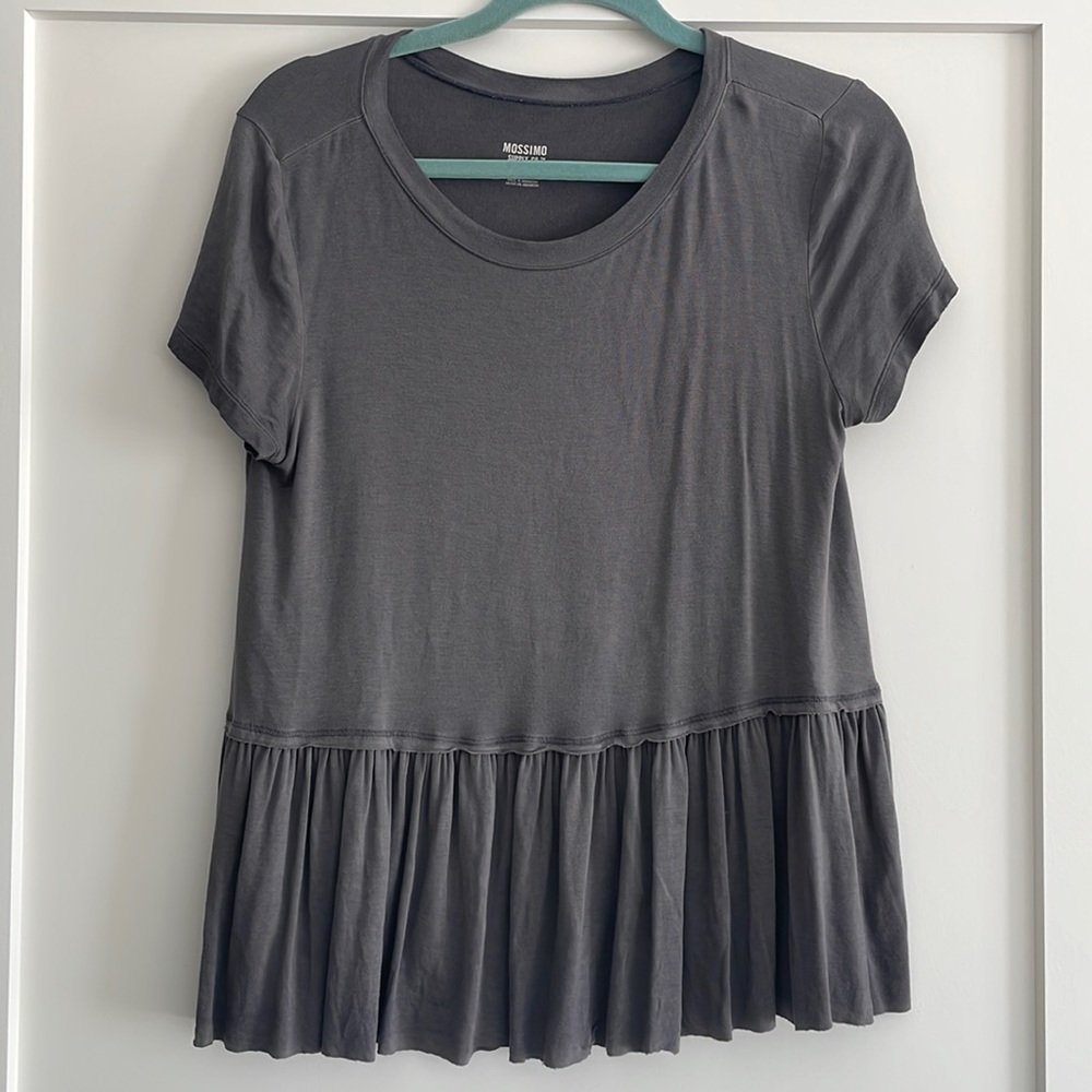 Target Women’s Short Sleeve Peplum Tee - Charcoal Gray